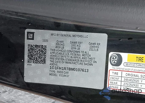 2021 Chevrolet Camaro Rwd 2Ss from USA, damaged, VIN 1G1FH1R78M0107613